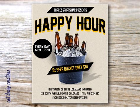 Happy Hour Bar Pub Drink Specials Flyer Poster Digital Print - Etsy