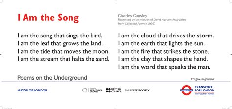 I am the Song – Poems on the Underground