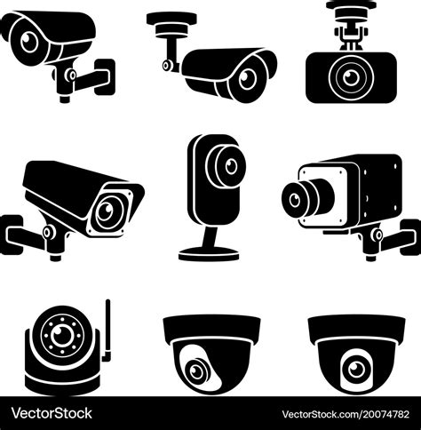 Cctv camera icons Royalty Free Vector Image - VectorStock