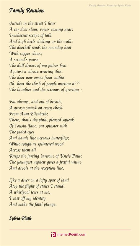 Family Reunion Poem by Sylvia Plath