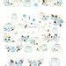 Blue and White Pumpkin Clipart Watercolor White Blue Flowers - Etsy