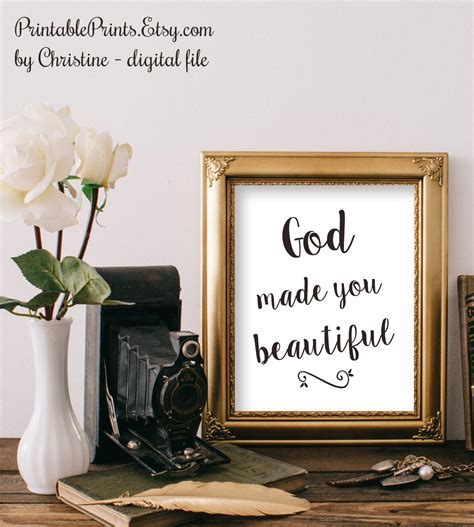 God Made You Beautiful Printable Inspirational Print Digital