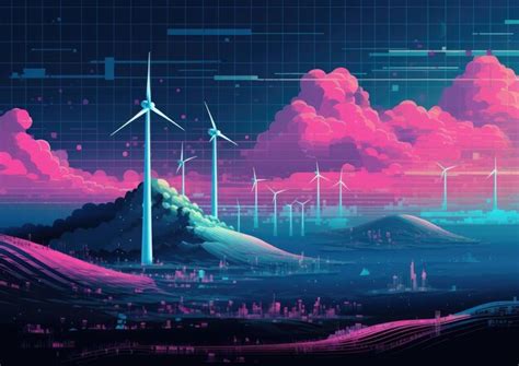 Premium AI Image | Illustration of windmills