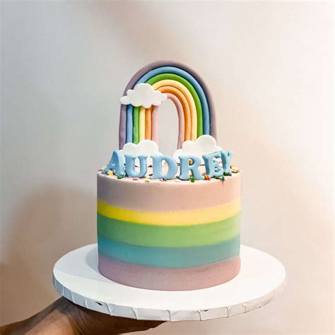 Pastel Rainbow Cake With Clouds