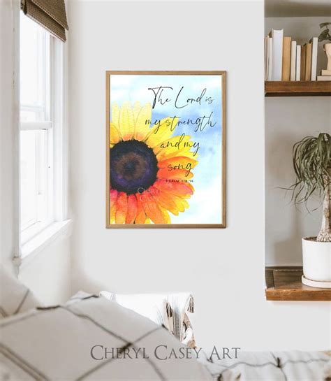 Sunflower Bible Verse Art Print From Watercolor Painting by Cheryl ...