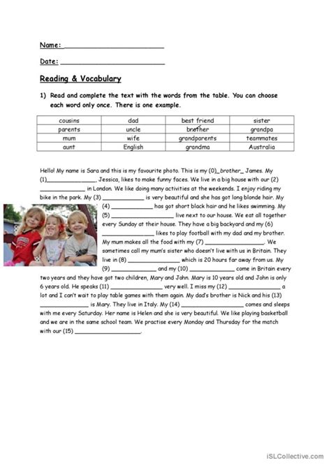 Reading Comprehension and Vocabulary…: English ESL worksheets pdf & doc