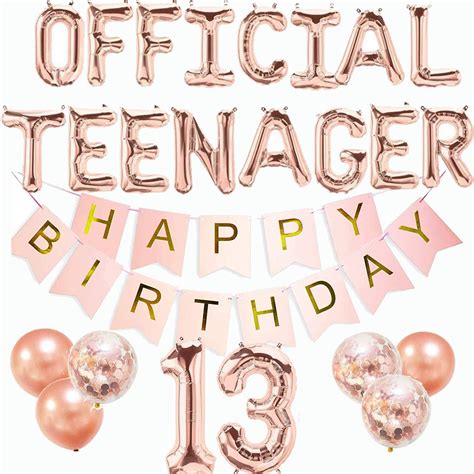 Official Teenager Birthday Decorations, 13th Birthday Decorations Girls ...