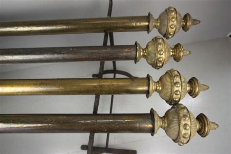 Wonderful Set of 4 Antique Gilt Brass Curtain Poles and Rings A decorative set of four 19th ...