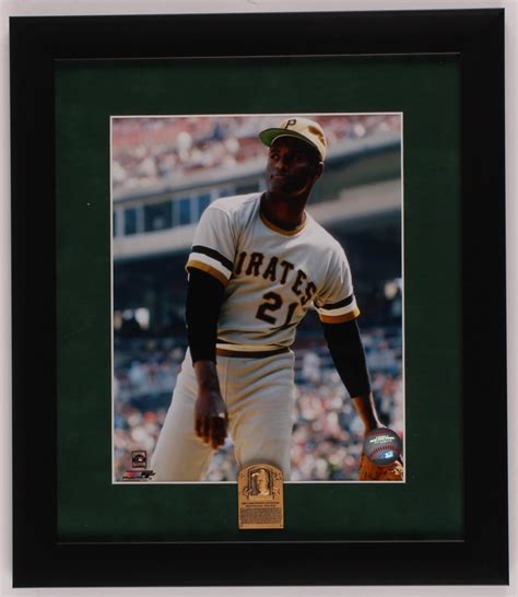 Roberto Clemente Pirates 13x15 Custom Framed Photo Display with Official Solid Brass Hall of ...