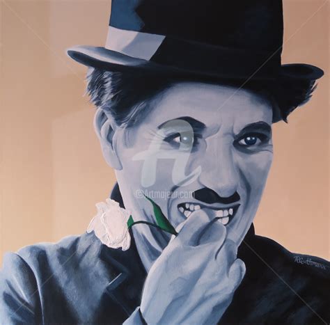 Charlie Chaplin (City Lights), Painting by Régine Guthmann | Artmajeur