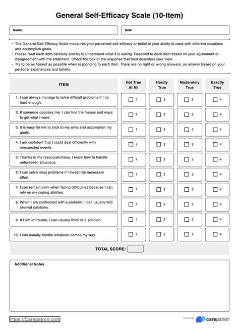 General Self-Efficacy Scale (GSE) & Example | Free PDF Download