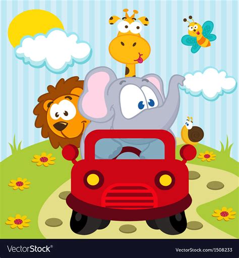 Animals by car Royalty Free Vector Image - VectorStock