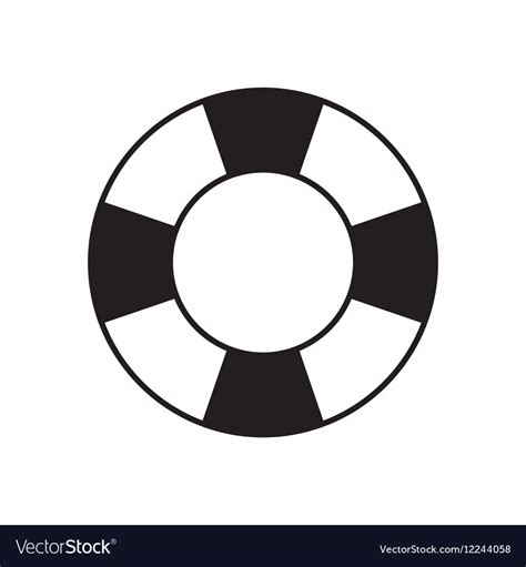 Flat icon in black and white lifebuoy Royalty Free Vector