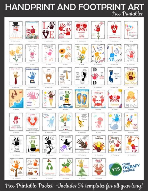 Handprint Art and Footprint Art - FREE Printable PDF - Your Therapy Source