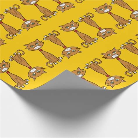 Cute Ginger Tom Cartoon Cat Wrapping Paper | Zazzle