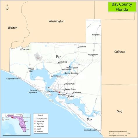 Map of Bay County, Florida - Where is Located, Cities, Population ...