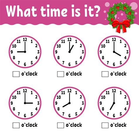 Learning time on the clock. Winter theme. Educational activity worksheet for kids and toddlers ...