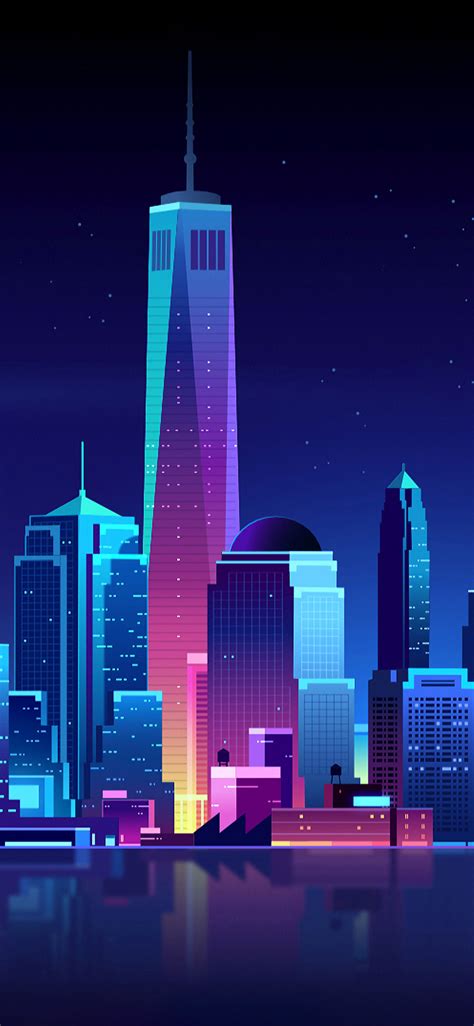 1125x2436 New York Buildings City Night Minimalism Iphone XS,Iphone 10,Iphone X HD 4k Wallpapers ...