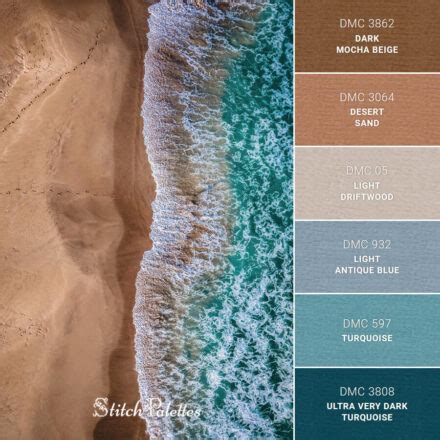 Ocean And Sand - Embroidery Color Palette (With Thread Codes)