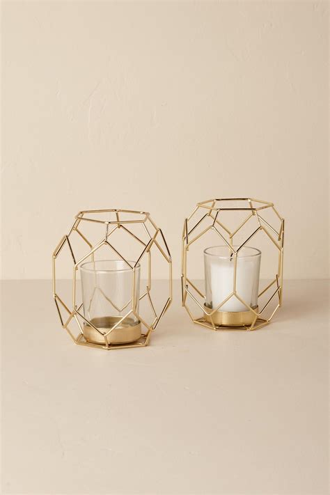 Gold Deco Tealight Holder | BHLDN | Unique wedding decor, Tea lights, Wedding table decorations ...