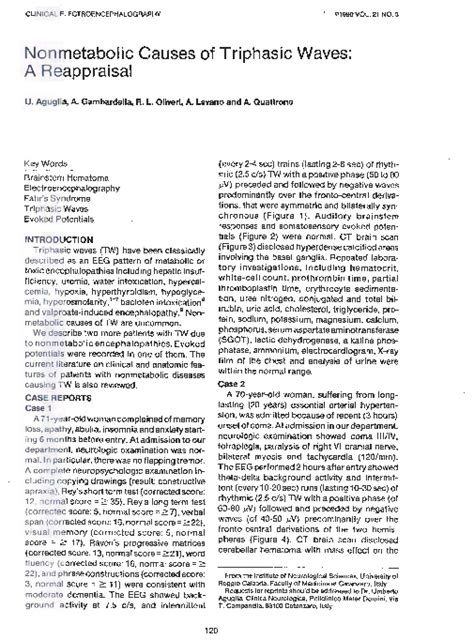 (PDF) Nonmetabolic Causes of Triphasic Waves: A Reappraisal | A. Lavano and Umberto Aguglia ...