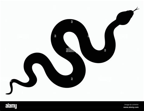 Black silhouette snake. Isolated symbol or icon snake on white background. Abstract sign snake ...