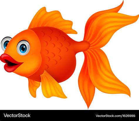 Cute golden fish cartoon Royalty Free Vector Image