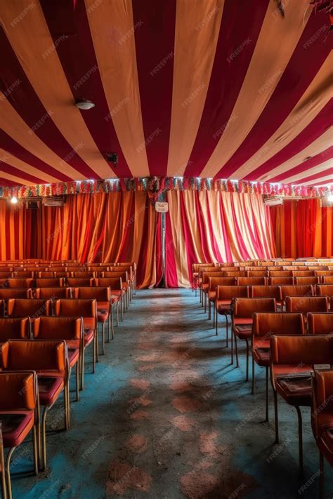 Premium AI Image | Circus tent interior with rows of empty seats created with generative ai