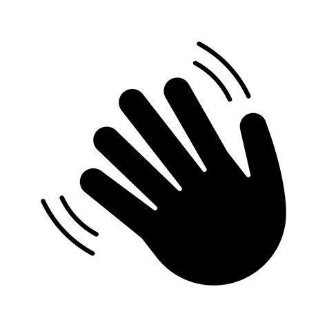 Waving hand gesture emoji glyph icon. Silhouette symbol. Hello, hi, bye ...