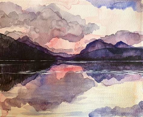 Sunset over the Mountains 8x10” watercolor : r/painting