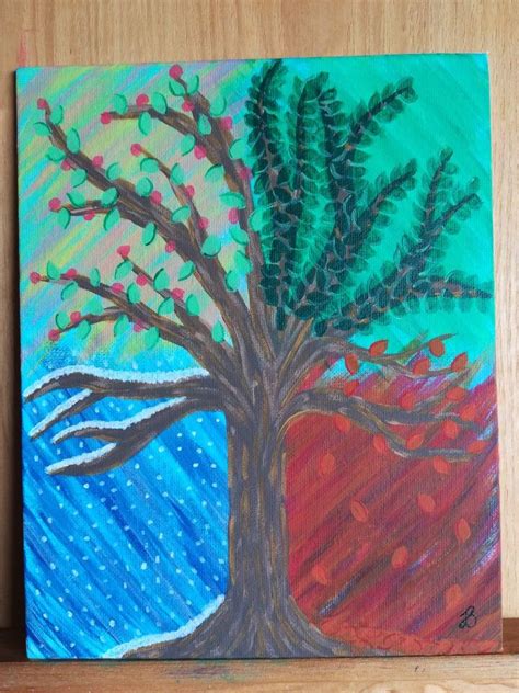 Acrylic painting 4 seasons tree by Josie Birchall Tree Painting ...