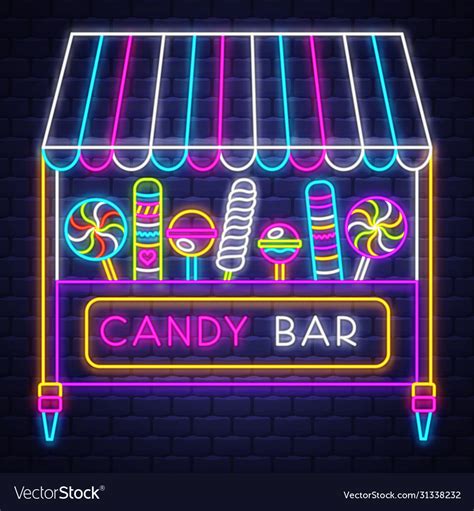 Candy bar - neon sign bar - neon sign Royalty Free Vector