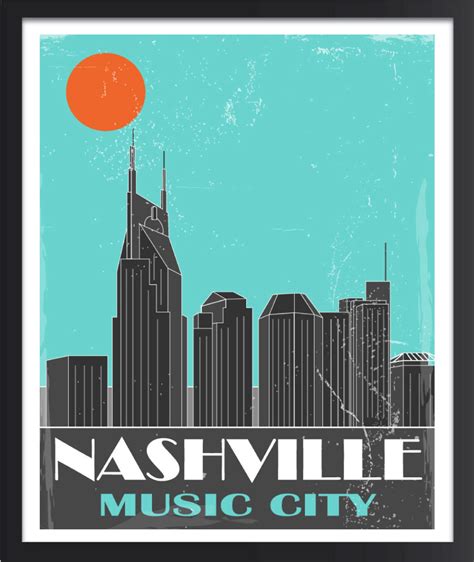 Nashville Skyline Nashville Poster Nashville - Etsy