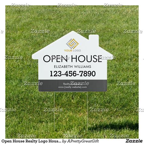 Open House Realty Logo House-Shaped Custom Sign | Zazzle.com | Open ...