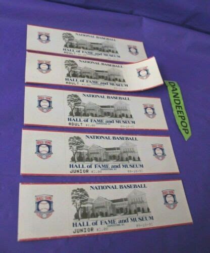 National Baseball HOF Hall Of Fame And Museum 5 Tickets 1993 ...