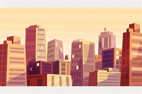 Sunset over cartoon city vector – Artofit