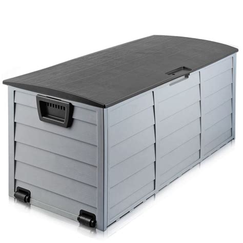 Black Outdoor Storage Box - 290L Large Capacity - Waterproof & Lockable ...