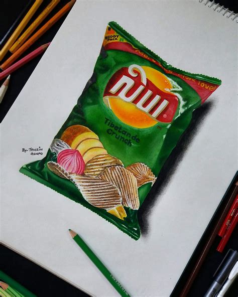 Yep...here is my new 3D drawing of LAYS chips bag☺ | Art Amino