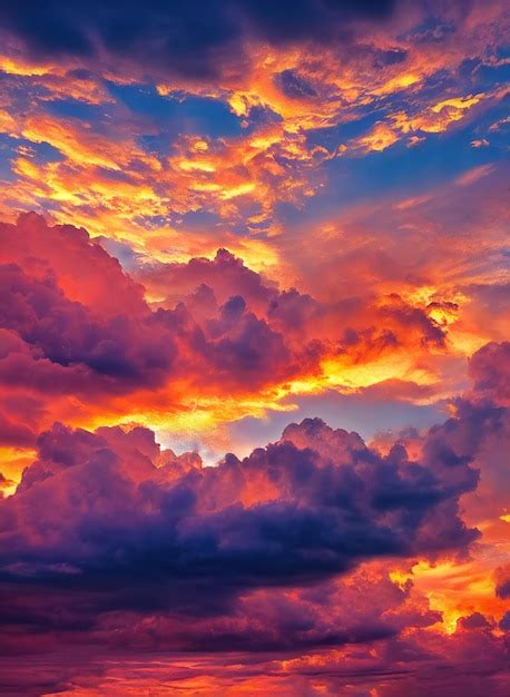 Premium Photo | Beautiful orange sky and clouds at sunset