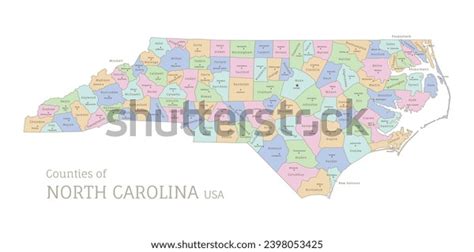 Counties North Carolina Federal State Administrative Stock Vector ...