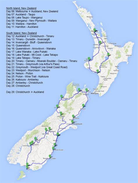 New zealand road trip map - Map of new zealand road trip (Australia and ...