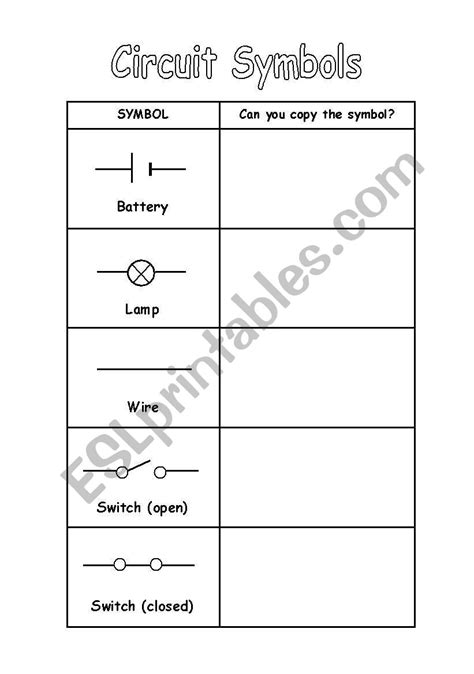 Electrical Circuit Symbols Worksheet Pdf