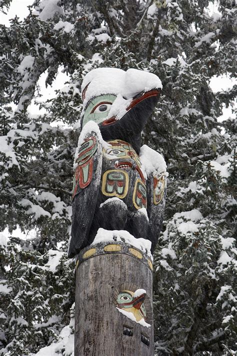 Raven Totemic Figure On Tlingit Totem Photograph by Joel Bennett