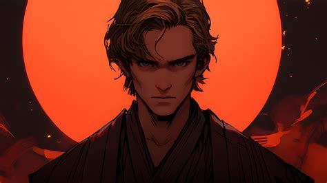 Anakin Skywalker Orange Moon Star Wars Desktop Wallpaper 4k