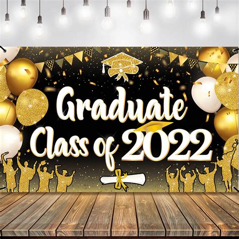 Buy Big, Graduate Class of 2022 Banner - 72x44 Inch | Graduation Banner for Black and Gold ...