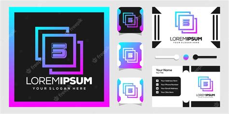 Premium Vector | Modern abstract three squares logo design with numbers 5