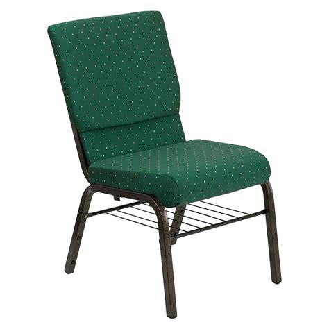 33" Green and Black Stacking Church Chair with Book Rack - Walmart.com ...