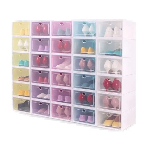 6PCS/Set Thickened flip shoes transparent Drawer Case Plastic Shoe Boxes Stackable Box storage ...