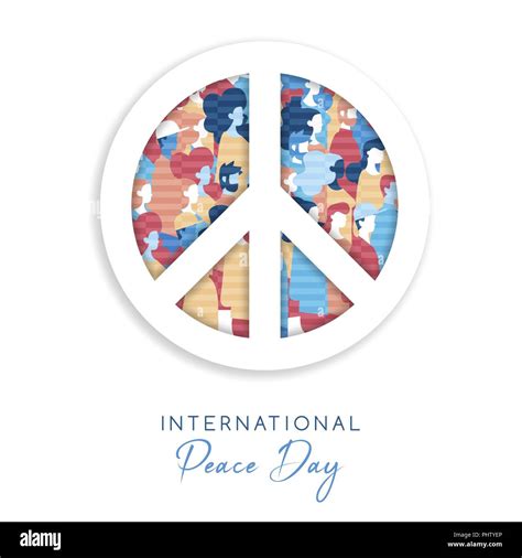 International Peace Day illustration in paper cut style for culture unity around the world ...