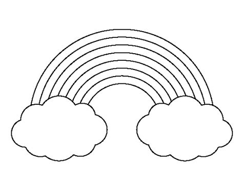 Printable Rainbow with Clouds Template